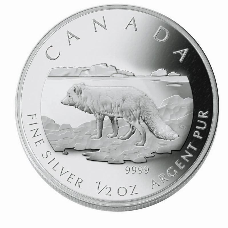 Fine Silver 4 Coin Set - The Arctic Fox Fractional Silver Maple Leaf Set: Half Ounce Reverse