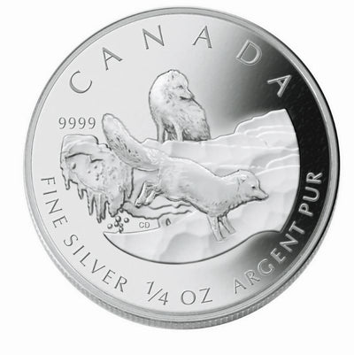 Fine Silver 4 Coin Set - The Arctic Fox Fractional Silver Maple Leaf Set: Quarter Ounce Reverse