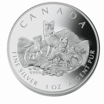 Fine Silver 4 Coin Set - The Arctic Fox Fractional Silver Maple Leaf Set: 1 Ounce Reverse