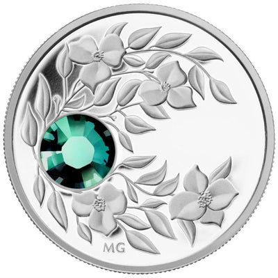 Fine Silver Coin with Swarovski Crystal - Birthstone: May Reverse