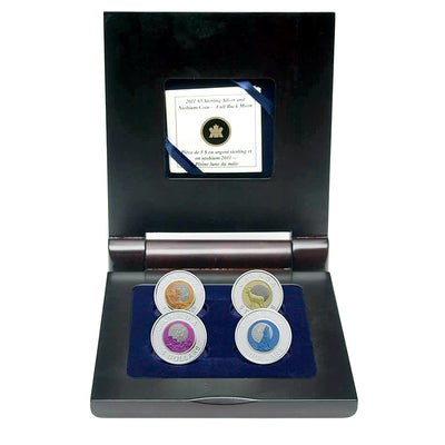 Sterling Silver 4 Coin Set with Coloured Niobium - Full Moon Series Packaging