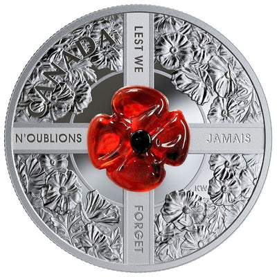 Fine Silver Coin with Glass Element - Lest We Forget Reverse