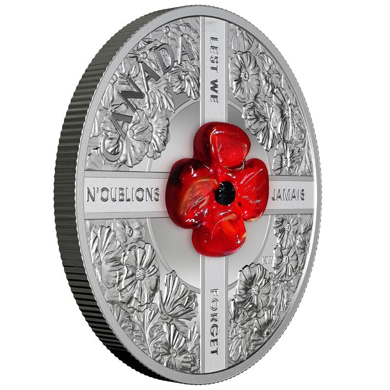 Fine Silver Coin with Glass Element - Lest We Forget