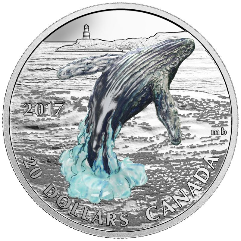 Fine Silver Coin with Colour - Three-Dimensional Breaching Whale Reverse
