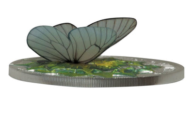 Fine Silver Coin with Colour - Exotic Butterflies In 3D: Aporia Cragaegi