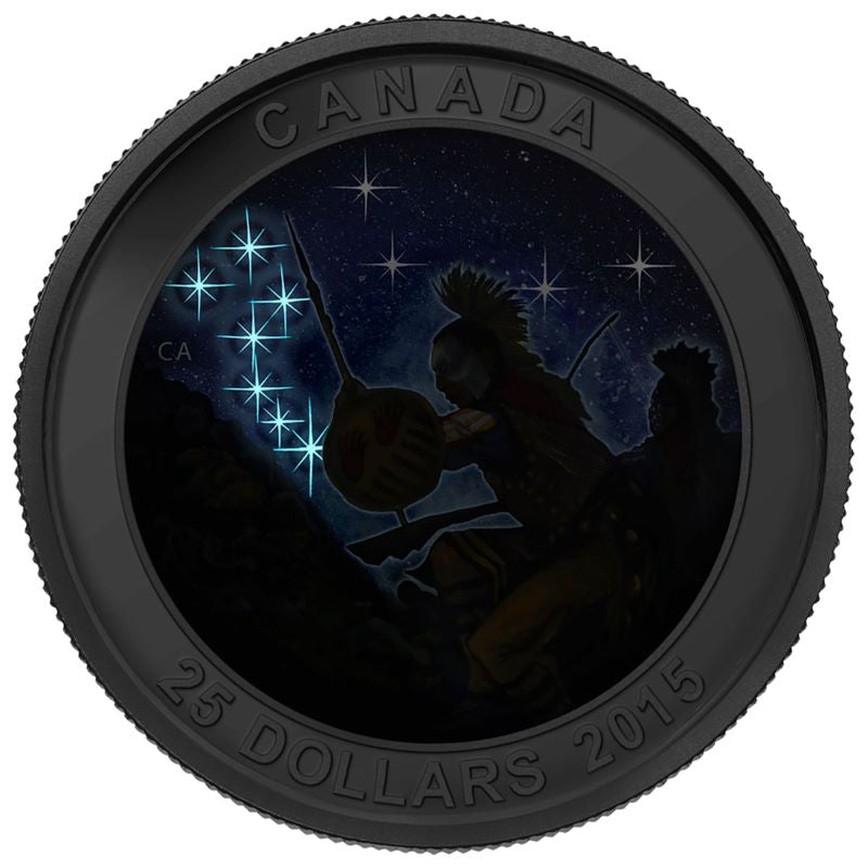 Fine Silver Glow In The Dark Coin with Colour - Star Charts: The Wounded Bear Reverse