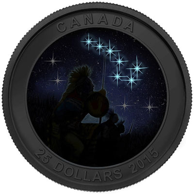 Fine Silver Glow In the Dark Coin with Colour - Star Charts: The Quest Reverse