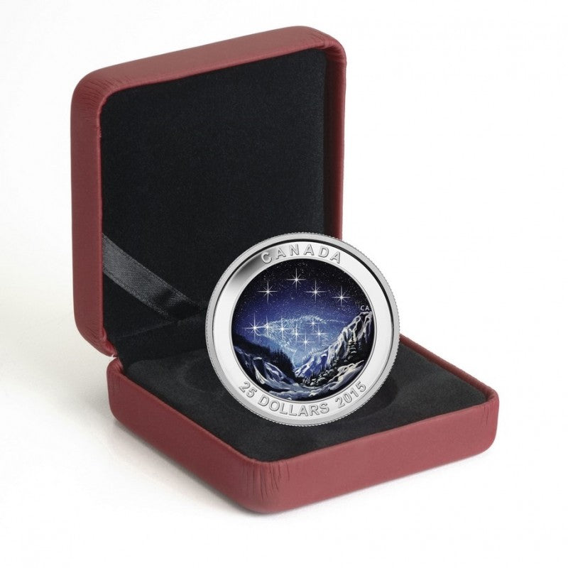 Fine Silver Glow In the Dark Coin with Colour - Star Charts: The Eternal Pursuit Packaging