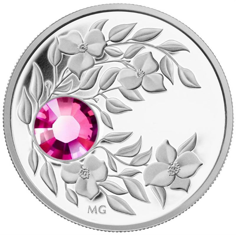 Fine Silver Coin with Swarovski Crystal - Birthstone: October Reverse