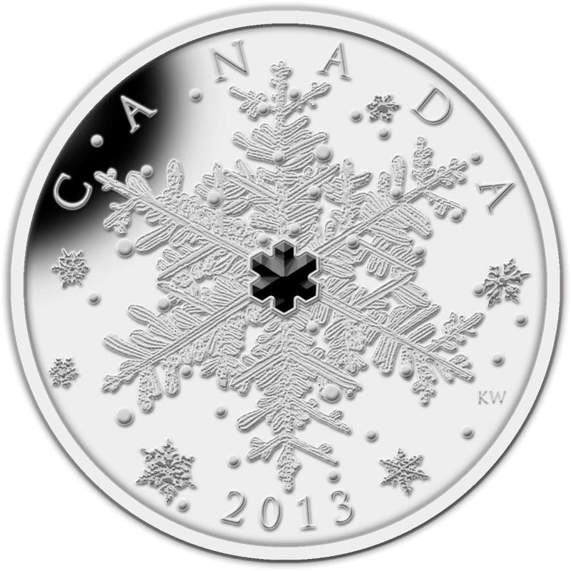 Fine Silver Coin with Swarovski Crystal - Winter Snowflake Reverse