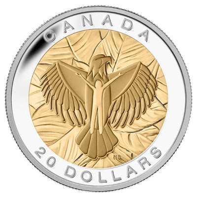 Fine Silver Coin with Gold Plating - The Seven Sacred Teachings: Love Reverse