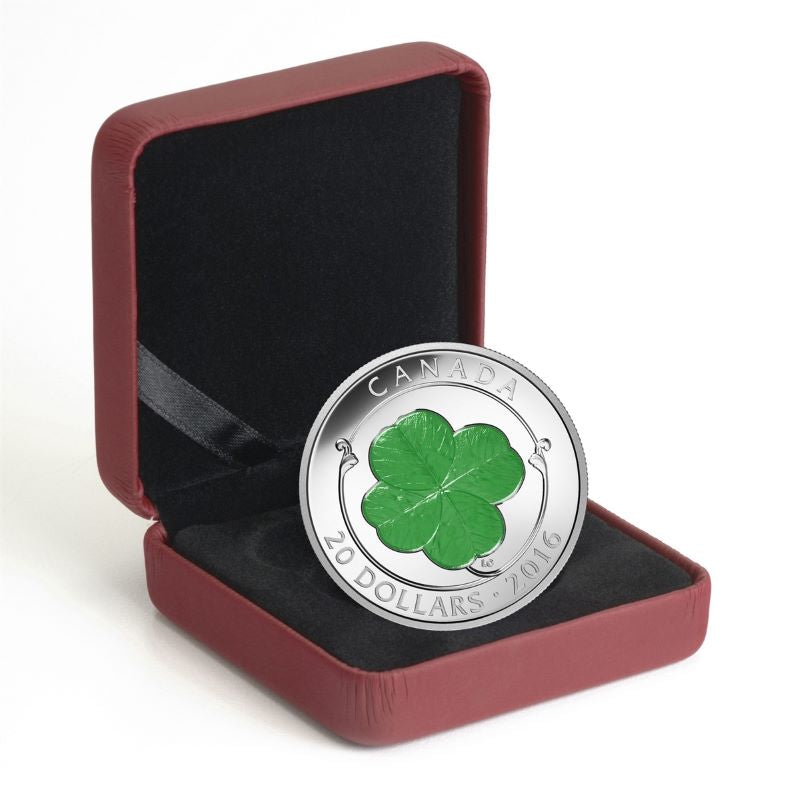 Fine Silver Coin with Colour - Four-Leaf Clover Packaging