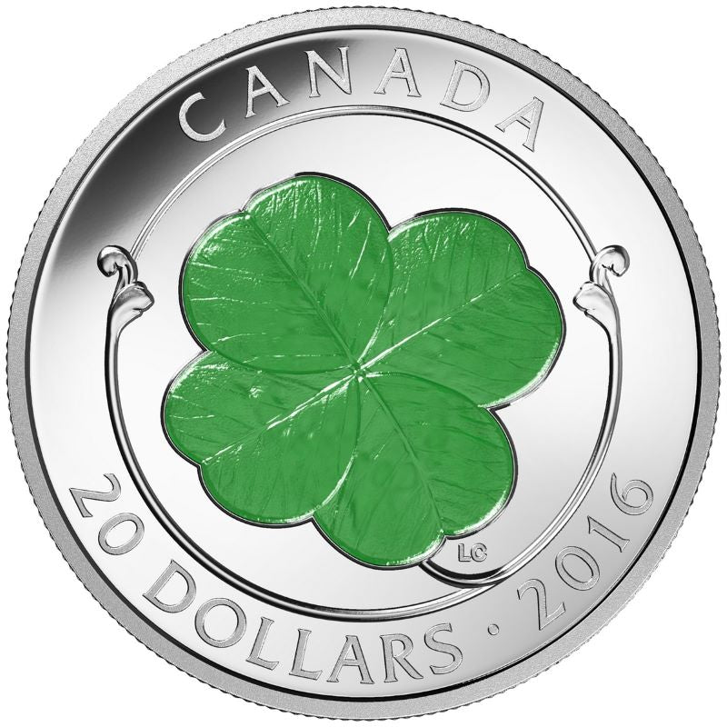 Fine Silver Coin with Colour - Four-Leaf Clover Reverse