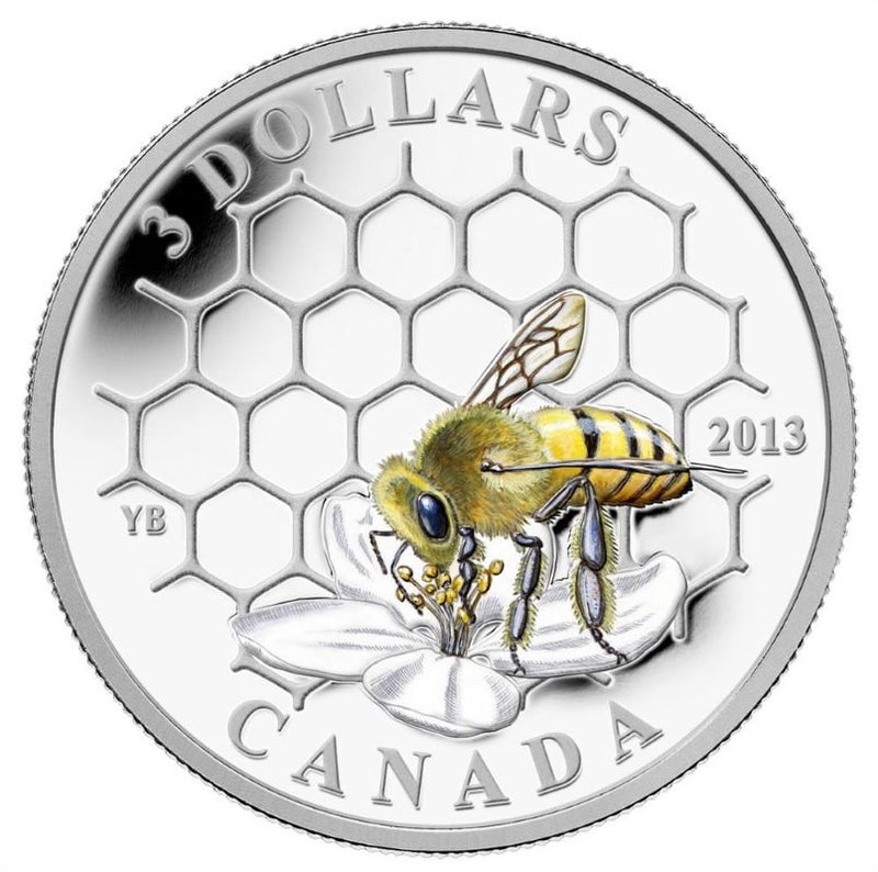 Fine Silver Coin with Colour - Animal Architects: Bee and Hive Reverse