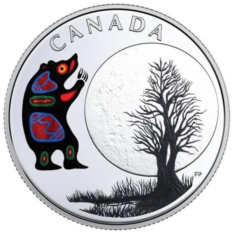 Fine Silver Coin with Colour - The Thirteen Teachings From Grandmother Moon: Bear Moon Reverse
