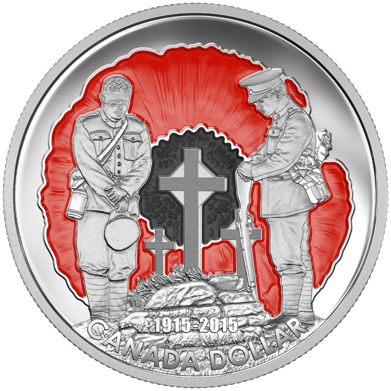 Fine Silver Coin with Colour - 100th Anniversary of In Flanders Fields Reverse