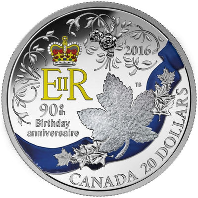 Fine Silver Coin with Colour - A Celebration of Her Majesty's 90th Birthday Reverse