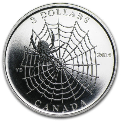 Fine Silver Coin with Colour - Animal Architects: Spider and Web Reverse