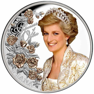 Fine Silver Coin with Colour and Gold Plating - Diana, Princess of Wales Reverse