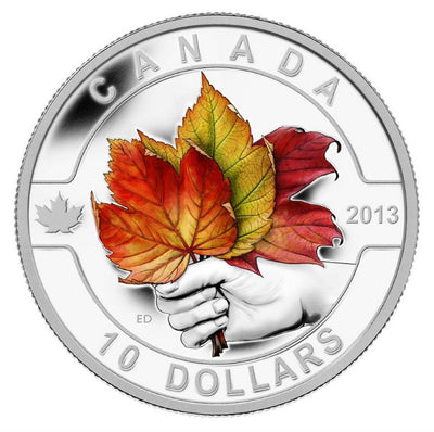 Fine Silver 12 Coin Set with Colour - O Canada: The Maple Leaf Reverse