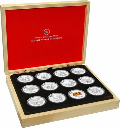 Fine Silver 12 Coin Set with Colour - O Canada Packaging