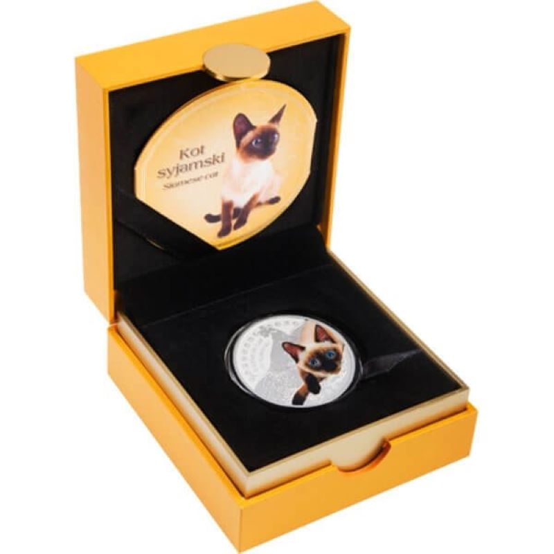 Fine Silver Coin with Colour and Swarovski Crystal: Siamese Cat Packaging