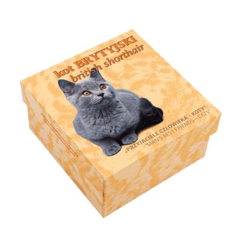 Fine Silver Coin with Colour and Swarovski Crystal: British Shorthair Cat Packaging