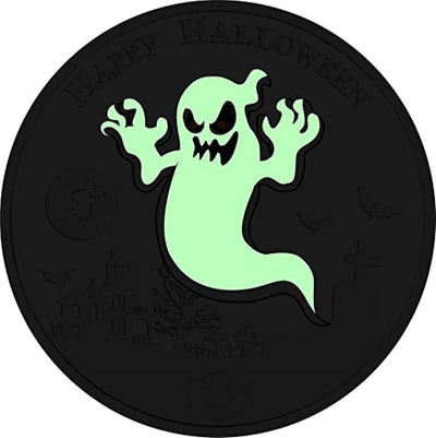 Fine Silver Glow In The Dark Coin with Colour - Halloween Ghost Reverse