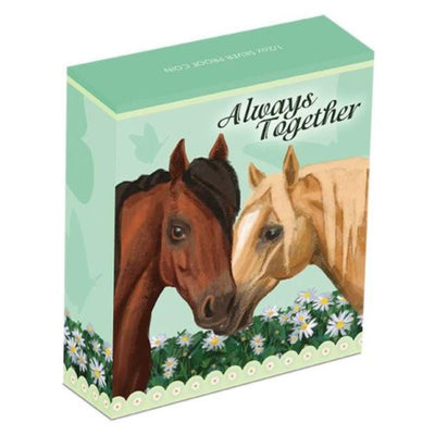 Fine Silver Coin with Colour - Always Together: Horses Packaging