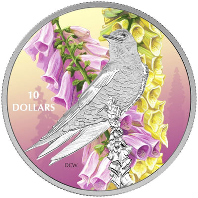 Fine Silver 5 Coin Set with Colour - Birds Among Natures' Colours: Purple Martin Reverse