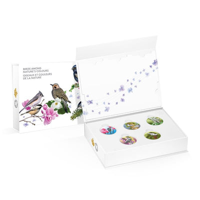 Fine Silver 5 Coin Set with Colour - Birds Among Natures' Colours Packaging