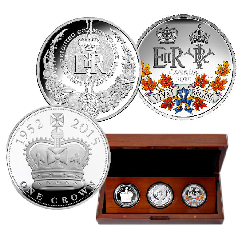 Fine Silver 3 Coin Set with Colour - The Longest Reigning Monarch of the Commonwealth