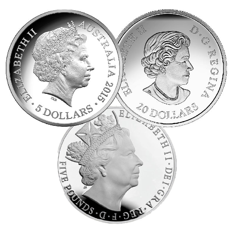 Fine Silver 3 Coin Set with Colour - The Longest Reigning Monarch of the Commonwealth Obverse