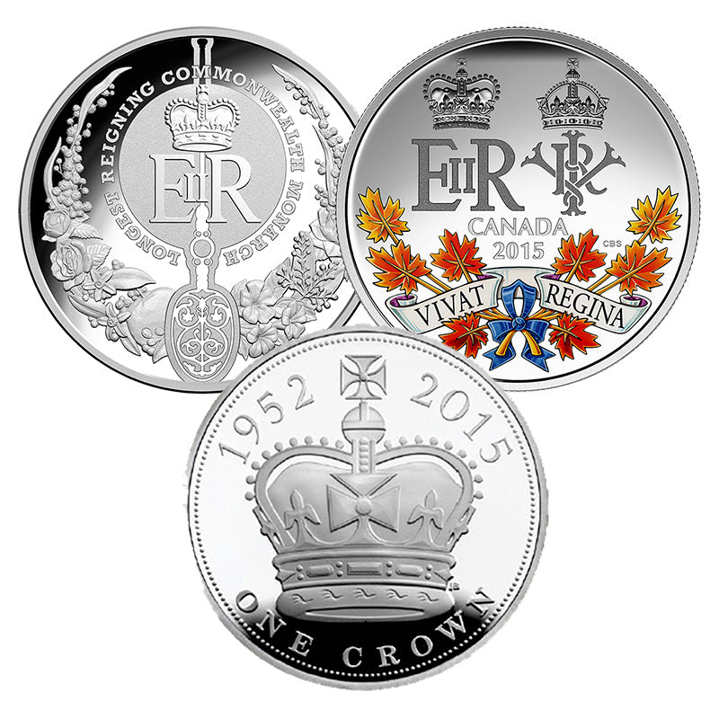 Fine Silver 3 Coin Set with Colour - The Longest Reigning Monarch of the Commonwealth Reverse