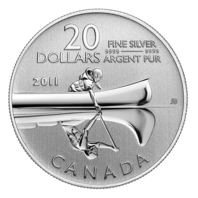 Fine Silver 20 Coin Set with Colour - 2011-2015 $20 for $20 Collector Set: Canoe Reverse