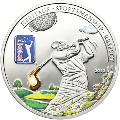 Sterling Silver Coin with Colour - PGA Tour: Golf Club Reverse