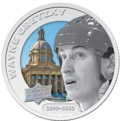 Fine Silver Coin with Colour - Upper Deck Grandeur Hockey Coin: Wayne Gretzky Reverse