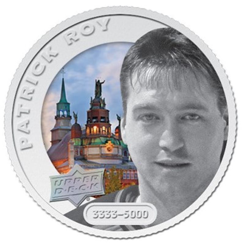 Fine Silver Coin with Colour - Upper Deck Grandeur Hockey Coin: Patrick Roy Reverse