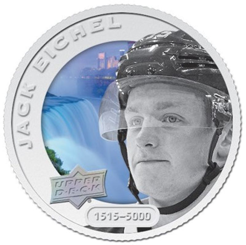 Fine Silver Coin with Colour - Upper Deck Grandeur Hockey Coin: Jack Eichel Reverse
