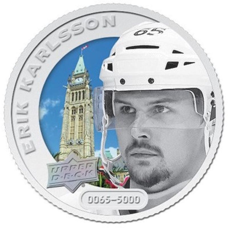 Fine Silver Coin with Colour - Upper Deck Grandeur Hockey Coin: Erik Karlsson Reverse