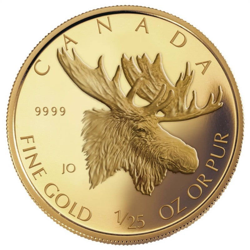 Fine Gold Coin - 25th Anniversary of the Gold Maple Leaf: Moose Reverse