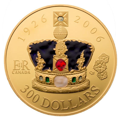 14k Gold Coin with Colour - 80th Birthday of the Queen Reverse