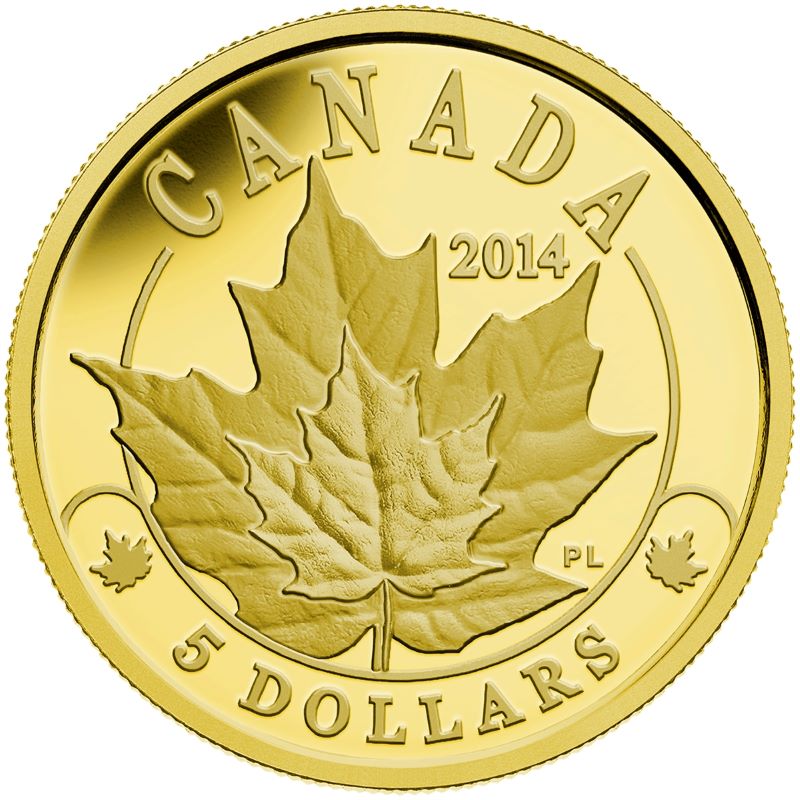 Pure Gold Coin - Overlaid Majestic Maple Leaves Reverse