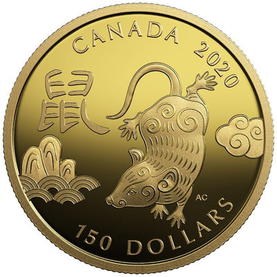 18k Gold Coin - Year of the Rat Reverse