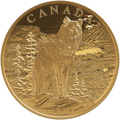 Pure Gold Coin - Imposing Alpha Wolf Reverse