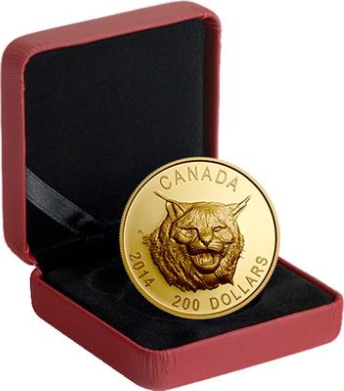 Pure Gold Ultra High Relief Coin - The Fierce Canadian Lynx Packaging