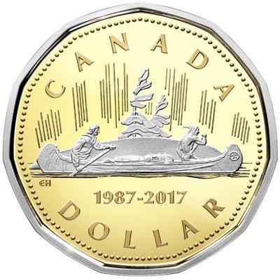 Pure Gold 2 Coin Set with Platinum Plating - 30th Anniversary of the Loonie: Voyageurs Reverse