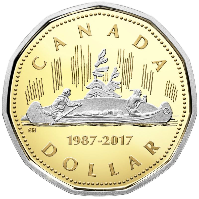 Pure Gold 2 Coin Set with Platinum Plating - 30th Anniversary of the Loonie: Voyageurs Reverse