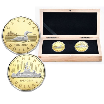 Pure Gold 2 Coin Set with Platinum Plating - 30th Anniversary of the Loonie