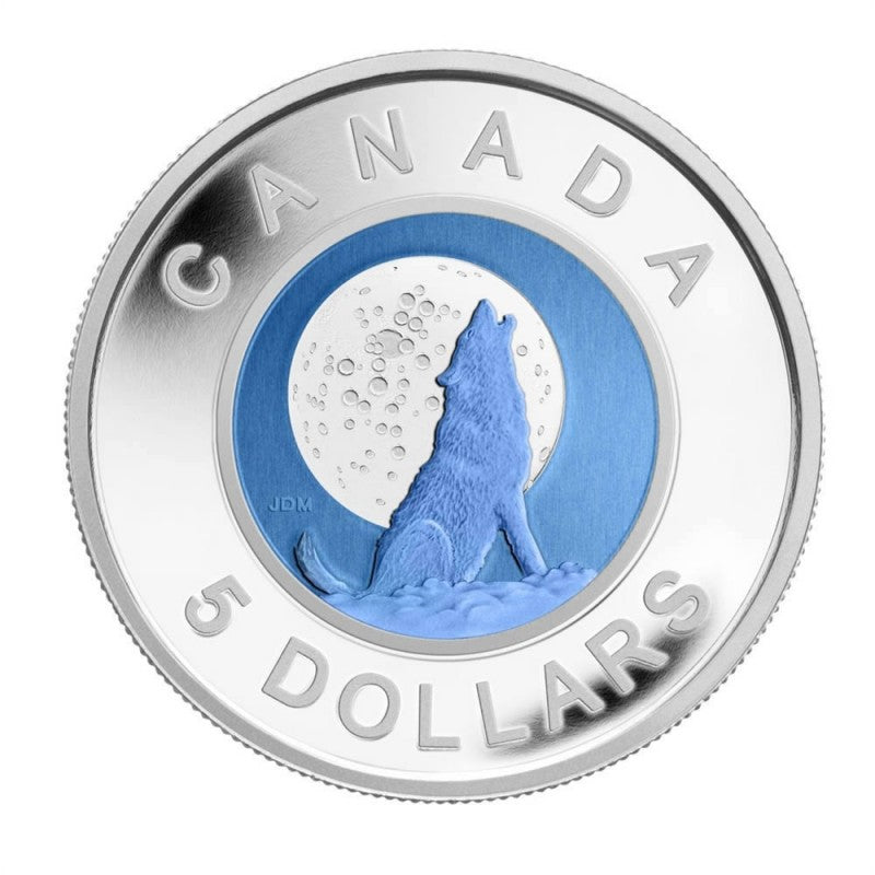 Sterling Silver and Niobium Coin - Full Wolf Moon Reverse